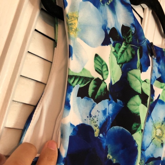 VINCE CAMUTO Sleeveless sheath dress floral blue green spring Easter party Sz 10 - Picture 10 of 15